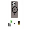 MARSİLYAN™- iPhone 16 Pro Max Kılıf Pusula Form Özel Seri - Siyah Buffer Cam Ekran Koruyucu + Raze Metal Kamera Lens - SH