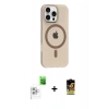 MARSİLYAN™- iPhone 16 Pro Max Kılıf Pusula Form Özel Seri - Siyah Buffer Cam Ekran Koruyucu + Raze Metal Kamera Lens - BZ