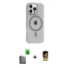 MARSİLYAN™- iPhone 16 Pro Max Kılıf Pusula Form Özel Seri - Siyah Buffer Cam Ekran Koruyucu + Raze Metal Kamera Lens - SH