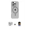 MARSİLYAN™- iPhone 16 Pro Max Kılıf Pusula Form Özel Seri - Siyah Buffer Hayalet Cam Ekran Koruyucu + Pers Alüminyum Kamera Lens - GS