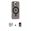MARSİLYAN™- iPhone 16 Pro Max Kılıf Pusula Form Özel Seri - Siyah Buffer Hayalet Cam Ekran Koruyucu + Pers Alüminyum Kamera Lens - GS