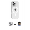 MARSİLYAN™- iPhone 16 Pro Max Kılıf Pusula Form Özel Seri - Siyah Buffer Hayalet Cam Ekran Koruyucu + Pers Alüminyum Kamera Lens - GI