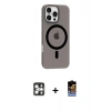 MARSİLYAN™- iPhone 16 Pro Max Kılıf Pusula Form Özel Seri - Siyah Buffer Hayalet Cam Ekran Koruyucu + PVD Metal Kamera Lens - GS