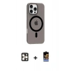 MARSİLYAN™- iPhone 16 Pro Max Kılıf Pusula Form Özel Seri - Siyah Buffer Hayalet Cam Ekran Koruyucu + PVD Metal Kamera Lens - GD