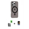 MARSİLYAN™- iPhone 16 Pro Max Kılıf Pusula Form Özel Seri - Siyah Buffer Hayalet Cam Ekran Koruyucu + Raze Metal Kamera Lens - SH