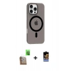 MARSİLYAN™- iPhone 16 Pro Max Kılıf Pusula Form Özel Seri - Siyah Buffer Hayalet Cam Ekran Koruyucu + Raze Metal Kamera Lens - CLTM