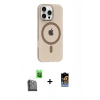 MARSİLYAN™- iPhone 16 Pro Max Kılıf Pusula Form Özel Seri - Siyah Buffer Hayalet Cam Ekran Koruyucu + Raze Metal Kamera Lens - SH