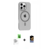 MARSİLYAN™- iPhone 16 Pro Max Kılıf Pusula Form Özel Seri - Siyah Buffer Hayalet Cam Ekran Koruyucu + Raze Metal Kamera Lens - BZ