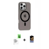 MARSİLYAN™- iPhone 16 Pro Max Kılıf Pusula Form Özel Seri - Siyah Buffer Hayalet Cam Ekran Koruyucu + Raze Metal Kamera Lens - BZ