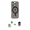 MARSİLYAN™- iPhone 16 Pro Max Kılıf Pusula Form Özel Seri - Siyah Buffer Hayalet Cam Ekran Koruyucu + Raze Metal Kamera Lens - NLGY