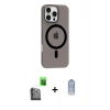 MARSİLYAN™- iPhone 16 Pro Max Kılıf Pusula Form Özel Seri - Siyah Joko Magic 5D Cam + Raze Metal Kamera Lens - SH