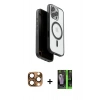 MARSİLYAN™- iPhone 16 Pro Max Kılıf Pusula Form Serisi - Şeffaf 360 Full Body Arka Koruyucu + Pers Alüminyum Kamera Lens - CLTM