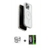MARSİLYAN™- iPhone 16 Pro Max Kılıf Pusula Form Serisi - Şeffaf 360 Full Body Arka Koruyucu + Pers Alüminyum Kamera Lens - GS