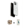 MARSİLYAN™- iPhone 16 Pro Max Kılıf Pusula Form Serisi - Şeffaf Pasifik Cam Ekran Koruyucu + Pers Alüminyum Kamera Lens - CLTM