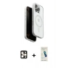 MARSİLYAN™- iPhone 16 Pro Max Kılıf Pusula Form Serisi - Şeffaf Pasifik Cam Ekran Koruyucu + PVD Metal Kamera Lens - GD
