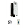 MARSİLYAN™- iPhone 16 Pro Max Kılıf Pusula Form Serisi - Şeffaf Pasifik Cam Ekran Koruyucu + Pers Alüminyum Kamera Lens - GI
