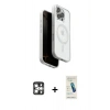MARSİLYAN™- iPhone 16 Pro Max Kılıf Pusula Form Serisi - Şeffaf Pasifik Cam Ekran Koruyucu + PVD Metal Kamera Lens - GS