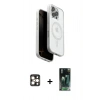MARSİLYAN™- iPhone 16 Pro Max Kılıf Pusula Form Serisi - Siyah 360 Mat Full Body Arka Koruyucu + Gold PVD Metal Kamera Lens