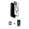 MARSİLYAN™- iPhone 16 Pro Max Kılıf Pusula Form Serisi - Siyah 360 Mat Full Body Arka Koruyucu + PVD Metal Kamera Lens - GS