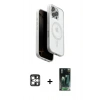 MARSİLYAN™- iPhone 16 Pro Max Kılıf Pusula Form Serisi - Siyah 360 Mat Full Body Arka Koruyucu + PVD Metal Kamera Lens - GS