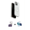 MARSİLYAN™- iPhone 16 Pro Max Kılıf Pusula Form Serisi - Siyah 3D Antistatik Cam Ekran Koruyucu + Bilvis Titan Kamera Lens - GS