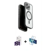 MARSİLYAN™- iPhone 16 Pro Max Kılıf Pusula Form Serisi - Siyah 3D Antistatik Cam Ekran Koruyucu + Bilvis Titan Kamera Lens - SH