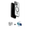 MARSİLYAN™- iPhone 16 Pro Max Kılıf Pusula Form Serisi - Siyah 3D Antistatik Cam Ekran Koruyucu + Pers Alüminyum Kamera Lens - GS