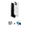 MARSİLYAN™- iPhone 16 Pro Max Kılıf Pusula Form Serisi - Siyah 3D Antistatik Cam Ekran Koruyucu + Pers Alüminyum Kamera Lens - GI