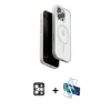 MARSİLYAN™- iPhone 16 Pro Max Kılıf Pusula Form Serisi - Siyah 3D Antistatik Cam Ekran Koruyucu + PVD Metal Kamera Lens - GS