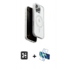 MARSİLYAN™- iPhone 16 Pro Max Kılıf Pusula Form Serisi - Siyah 3D Antistatik Cam Ekran Koruyucu + PVD Metal Kamera Lens - SH