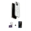 MARSİLYAN™- iPhone 16 Pro Max Kılıf Pusula Form Serisi - Siyah 3D Antistatik Hayalet Cam Ekran Koruyucu + Bilvis Titan Kamera Lens - GS