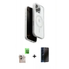 MARSİLYAN™- iPhone 16 Pro Max Kılıf Pusula Form Serisi - Siyah 3D Antistatik Hayalet Cam Ekran Koruyucu + Raze Metal Kamera Lens - NLGY