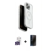 MARSİLYAN™- iPhone 16 Pro Max Kılıf Pusula Form Serisi - Siyah 3D Antistatik Hayalet Cam Ekran Koruyucu + Bilvis Titan Kamera Lens - TMGI