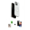 MARSİLYAN™- iPhone 16 Pro Max Kılıf Pusula Form Serisi - Siyah 3D Antistatik Mat Seramik Nano Ekran Koruyucu + Raze Metal Kamera Lens - NLGY