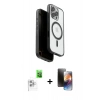 MARSİLYAN™- iPhone 16 Pro Max Kılıf Pusula Form Serisi - Siyah 3D Antistatik Mat Seramik Nano Ekran Koruyucu + Raze Metal Kamera Lens - BZ