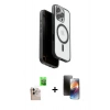 MARSİLYAN™- iPhone 16 Pro Max Kılıf Pusula Form Serisi - Siyah 3D Antistatik Mat Seramik Nano Ekran Koruyucu + Raze Metal Kamera Lens - NLGY