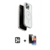 MARSİLYAN™- iPhone 16 Pro Max Kılıf Pusula Form Serisi - Siyah 3D Antistatik Mat Seramik Nano Ekran Koruyucu + PVD Metal Kamera Lens - GS
