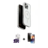 MARSİLYAN™- iPhone 16 Pro Max Kılıf Pusula Form Serisi - Siyah 3D Antistatik Mat Seramik Nano Ekran Koruyucu + Bilvis Titan Kamera Lens - SH