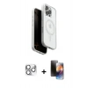 MARSİLYAN™- iPhone 16 Pro Max Kılıf Pusula Form Serisi - Siyah 3D Antistatik Mat Seramik Nano Ekran Koruyucu + Pers Alüminyum Kamera Lens - GS