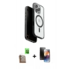MARSİLYAN™- iPhone 16 Pro Max Kılıf Pusula Form Serisi - Siyah 3D Antistatik Mat Seramik Nano Ekran Koruyucu + Raze Metal Kamera Lens - CLTM