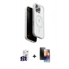MARSİLYAN™- iPhone 16 Pro Max Kılıf Pusula Form Serisi - Siyah 3D Antistatik Mat Seramik Nano Ekran Koruyucu + Titanyum Gri Bilvis Titan Kamera Lens