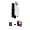 MARSİLYAN™- iPhone 16 Pro Max Kılıf Pusula Form Serisi - Siyah 3D Antistatik Mat Seramik Nano Ekran Koruyucu + PVD Metal Kamera Lens - SH