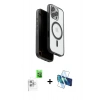MARSİLYAN™- iPhone 16 Pro Max Kılıf Pusula Form Serisi - Siyah 3D Antistatik Seramik Nano Ekran Koruyucu + Raze Metal Kamera Lens - BZ