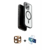 MARSİLYAN™- iPhone 16 Pro Max Kılıf Pusula Form Serisi - Siyah 3D Antistatik Seramik Nano Ekran Koruyucu + Çöl Titanyum Pers Alüminyum Kamera Lens