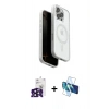 MARSİLYAN™- iPhone 16 Pro Max Kılıf Pusula Form Serisi - Siyah 3D Antistatik Seramik Nano Ekran Koruyucu + Bilvis Titan Kamera Lens - SH