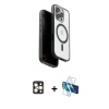 MARSİLYAN™- iPhone 16 Pro Max Kılıf Pusula Form Serisi - Siyah 3D Antistatik Seramik Nano Ekran Koruyucu + Gold PVD Metal Kamera Lens