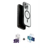 MARSİLYAN™- iPhone 16 Pro Max Kılıf Pusula Form Serisi - Siyah 3D Antistatik Seramik Nano Ekran Koruyucu + Bilvis Titan Kamera Lens - SH