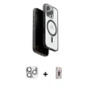 MARSİLYAN™- iPhone 16 Pro Max Kılıf Pusula Form Serisi - Siyah Bilvis 3D Cam Ekran Koruyucu + Pers Alüminyum Kamera Lens - GS