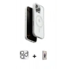 MARSİLYAN™- iPhone 16 Pro Max Kılıf Pusula Form Serisi - Siyah Bilvis 3D Cam Ekran Koruyucu + Pers Alüminyum Kamera Lens - GS