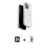 MARSİLYAN™- iPhone 16 Pro Max Kılıf Pusula Form Serisi - Siyah Bilvis 3D Cam Ekran Koruyucu + PVD Metal Kamera Lens - SH
